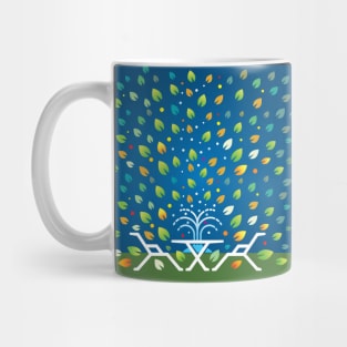 Home Garden Relaxing Chairs Trees and Fountains Mug